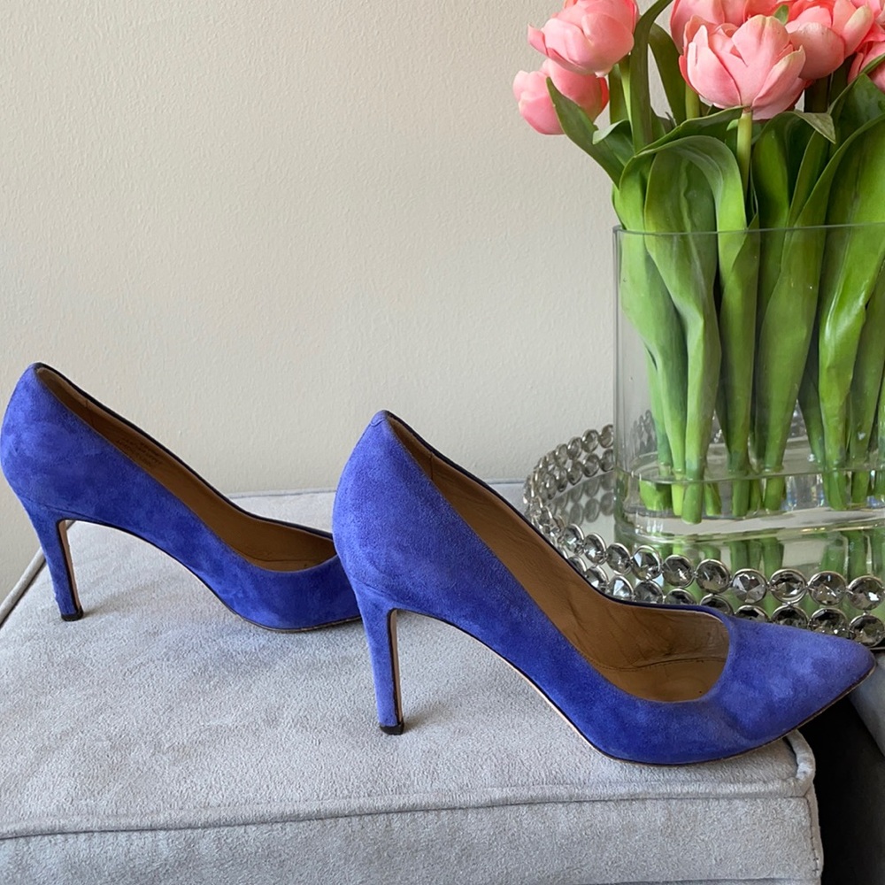 J. Crew Elsie Blue Suede Pumps heels - Picture 2 of 6